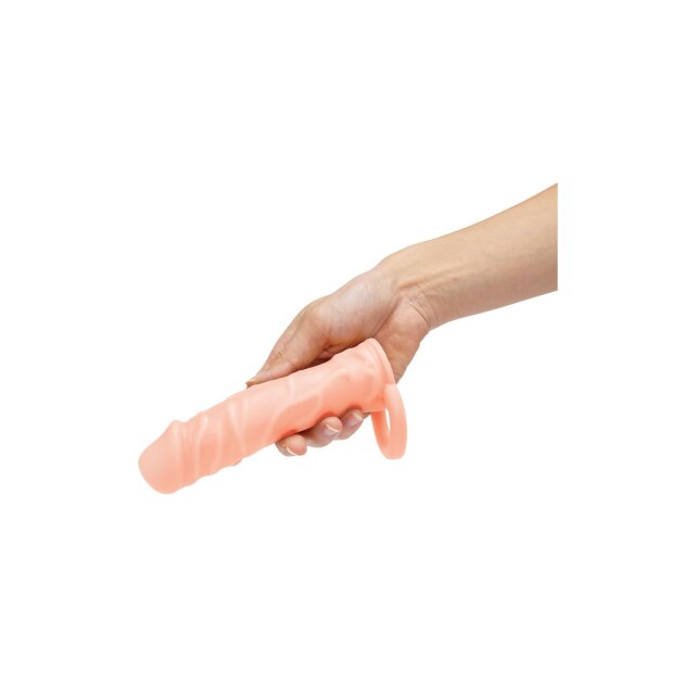 Size Up Silicone Realistic Penis Extender With Ball Loop Flesh