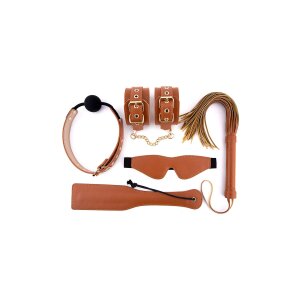 Dream Toys Elite Bdsm Set Cognac Vegan Leather