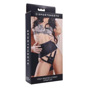 Sportsheets High Waisted Corset Strap On Schwarz