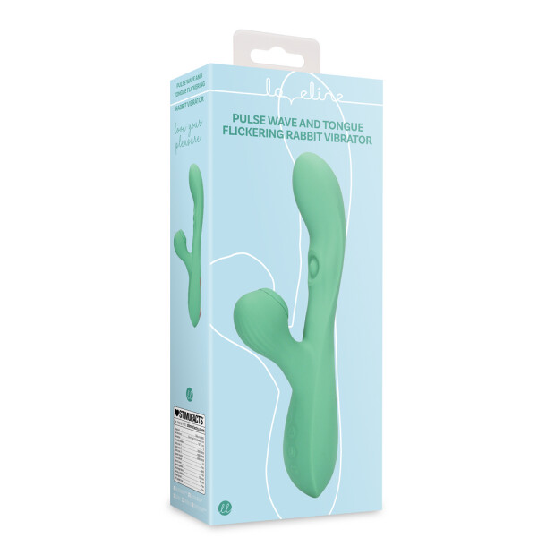Loveline Pulse Wave and Tongue Flickering Rabbit Vibrator - Blue Grass