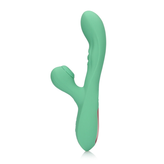 Loveline Pulse Wave and Tongue Flickering Rabbit Vibrator - Blue Grass