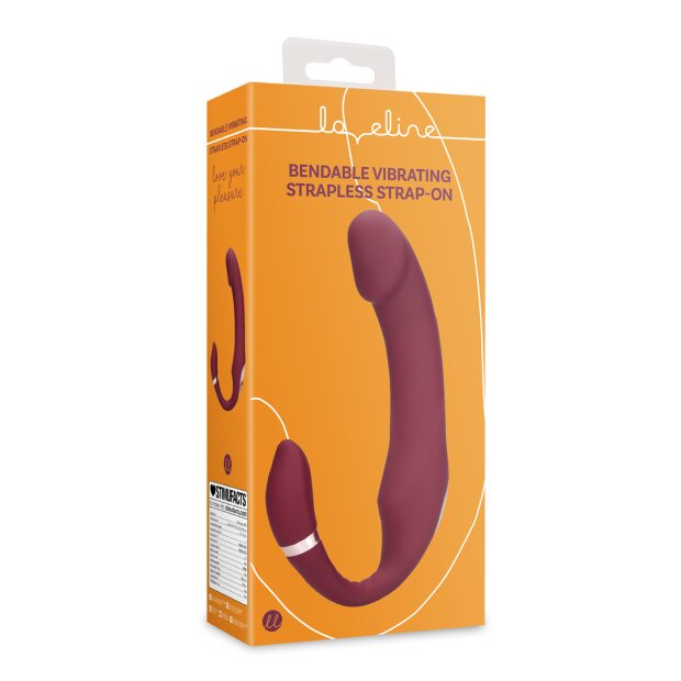 Loveline Bendable Vibrating Strapless Strap-on Weinrot 14,00 cm ⌀ 3,70 cm
