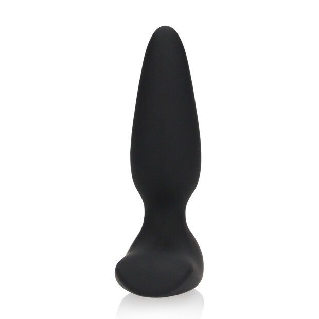 Loveline Smooth Vibrating Anal Plug with Remote Control - Licorice Black