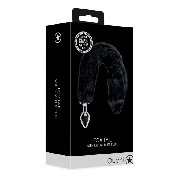 Shots - Ouch! Fox Tail with Metal Butt Plug - Black