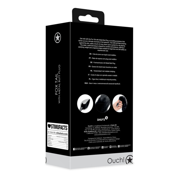 Shots - Ouch! Fox Tail with Metal Butt Plug - Black