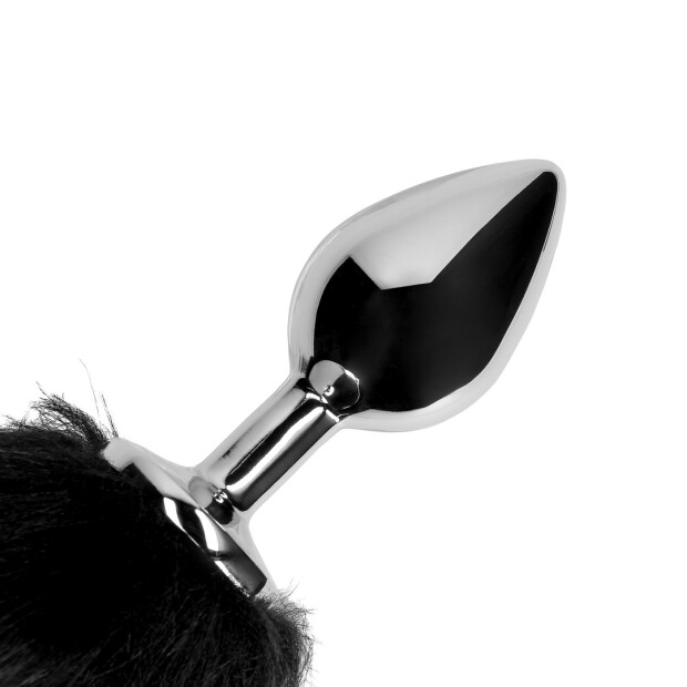 Shots - Ouch! Fox Tail with Metal Butt Plug - Black