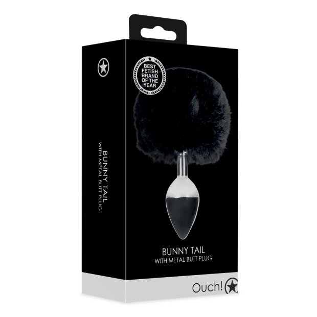 Shots  - Ouch! Bunny Tail with Metal Butt Plug - Black