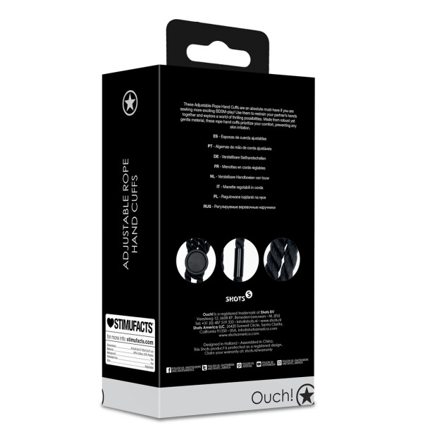 Shots - Ouch! Verstellbare Seilhandschellen - Schwarz