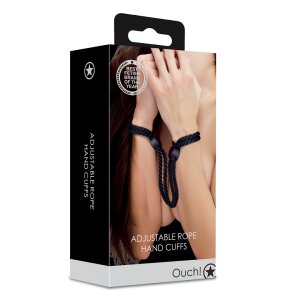 Shots - Ouch! Adjustable Rope Hand Cuffs - Black