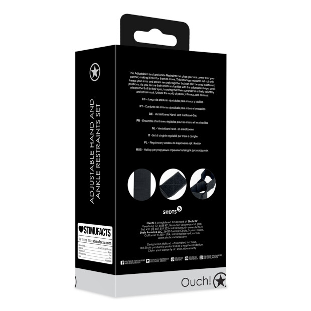 Shots - Ouch! Verstellbare Hand- und Fußfesseln - Schwarz