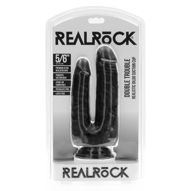 RealRock Double Trouble Doppeldildo Schwarz 15,2 cm