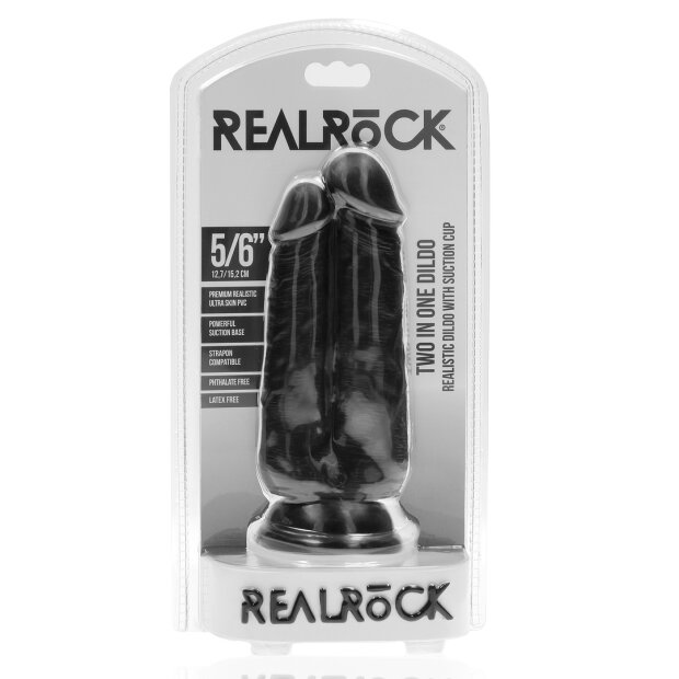 RealRock Two in One Doppeldildo Schwarz 15,2 cm