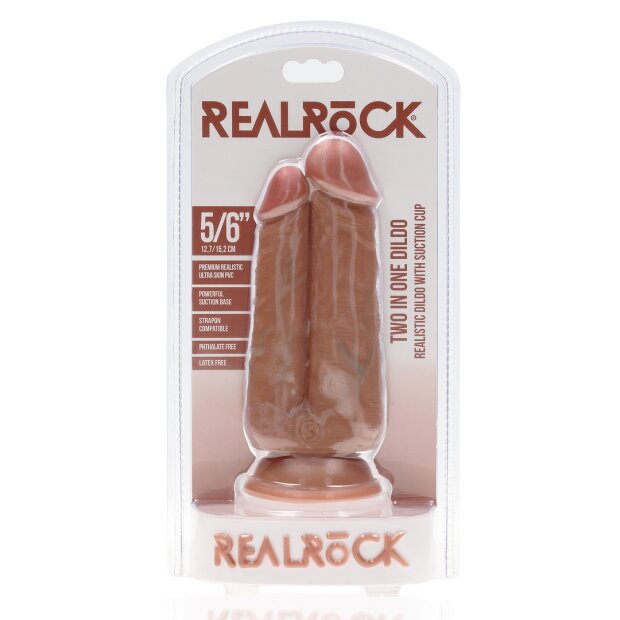 RealRock Two in One Doppeldildo Braun 15,2 cm