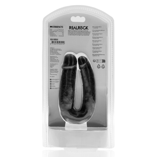 RealRock U Shaped Double Dildo Schwarz 12,7 cm