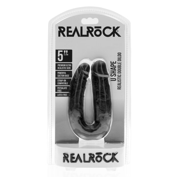RealRock U Shaped Double Dildo Schwarz 12,7 cm