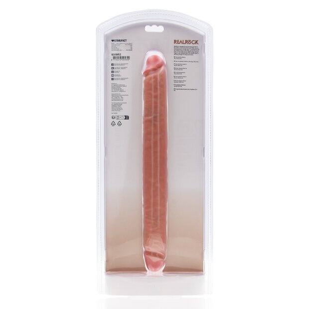 RealRock Slim Double Ended Dong Doppeldildo Beige 35,6 cm