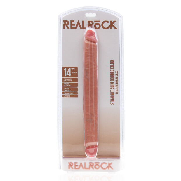 RealRock Slim Double Ended Dong Doppeldildo Beige 35,6 cm
