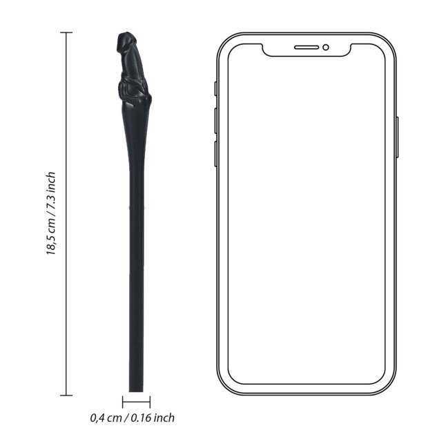 S-Line Penis Straws 18.5 cm Black