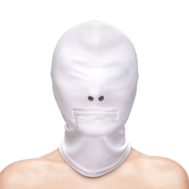 NS Novelties Fetish & Fashion - Zippered Mouth Hood - White - Alternate Package