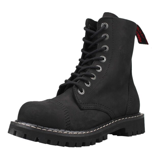 Outlet - Angry Itch 08-Loch Leder Stiefel Vintage Schwarz Größe 43