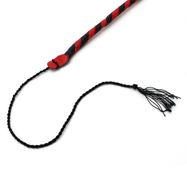 Kiotos leather whip black & red 60 cm