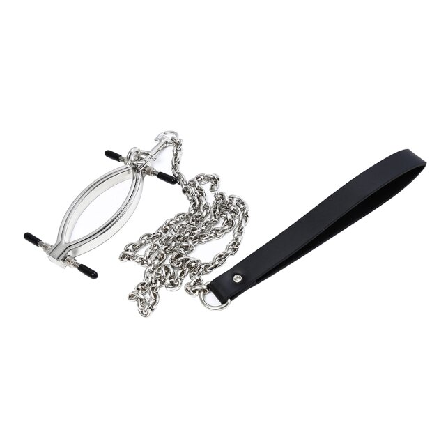 Kiotos Pince à clitoris en acier avec chaîne en laisse