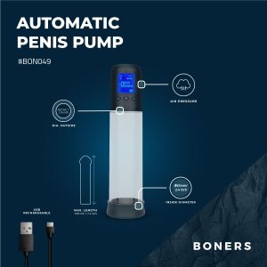 Boners Penispumpe mit LCD-Bildschirm Transparent Schwarz