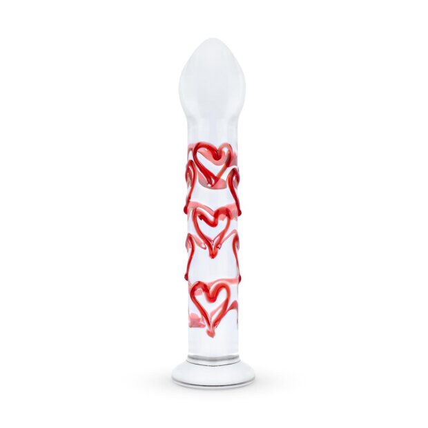 Gildo Glass Dildo With Hearts Glasdildo Transparent 17 cm