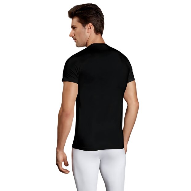 Doreanse Herren Viskose Thermal V-Ausschnitt Kurzarm-T-Shirt Black S