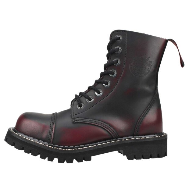 Outlet - Angry Itch 08-Loch Leder Stiefel Burgundy Rub-Off Größe 36