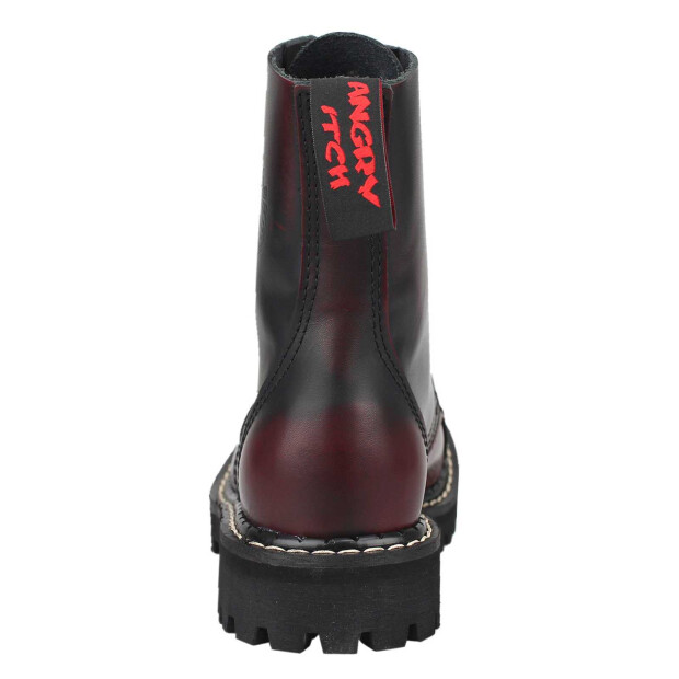 Outlet - Angry Itch 08-Loch Leder Stiefel Burgundy Rub-Off Größe 36