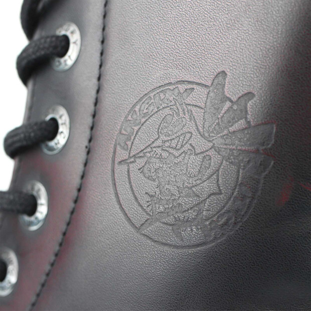Outlet - Angry Itch 08-Loch Leder Stiefel Burgundy Rub-Off Größe 36