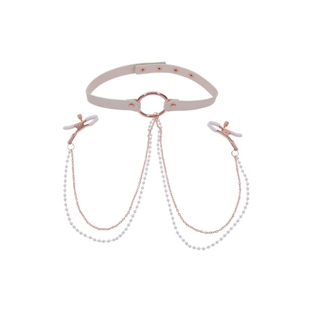 Peaches n Creame - Collier peche et crème avec pinces à tétons