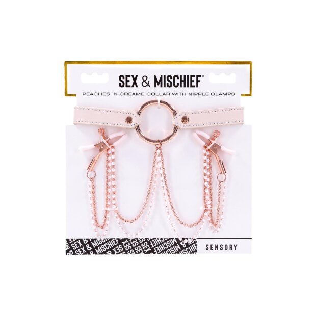 Peaches n Creame - Collier peche et crème avec pinces à tétons