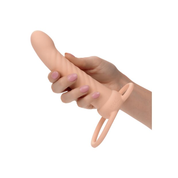 CalExotics Performance Maxx Rechargeable Ribbed Dual Penetrator Dildo Beige 15,25 cm ⌀ 3,25 cm