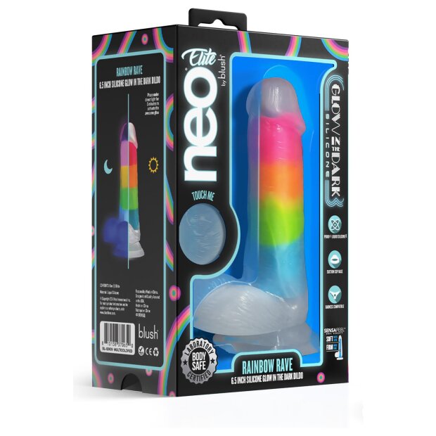 Blush Neo Elite Dildo Regenbogen 16,5 cm