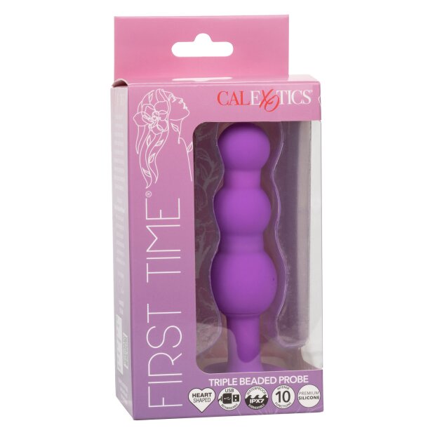 CalExotics First Time Triple Beaded Probe Vibrator Lila 10,75 cm ⌀ 3,25 cm