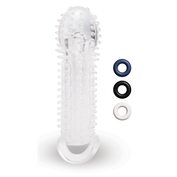 Size-Up Clear View Textured Penis Extender with Ball Loop