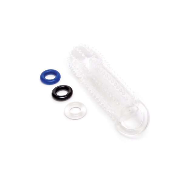 Size-Up Clear View Textured Penis Extender with Ball Loop