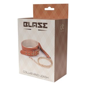 Blaze Elite Collar and Chain Cognac Vegan Leather