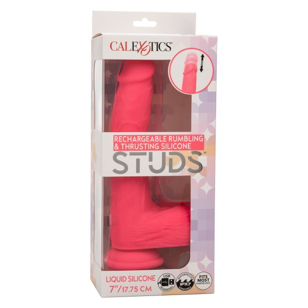 CalExotics Stud Rechargeable Rumbling Thrusting Vibrator Pink 17,75 cm