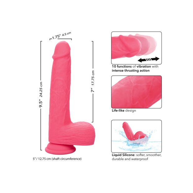 CalExotics Stud Rechargeable Rumbling Thrusting Vibrator Pink 17,75 cm