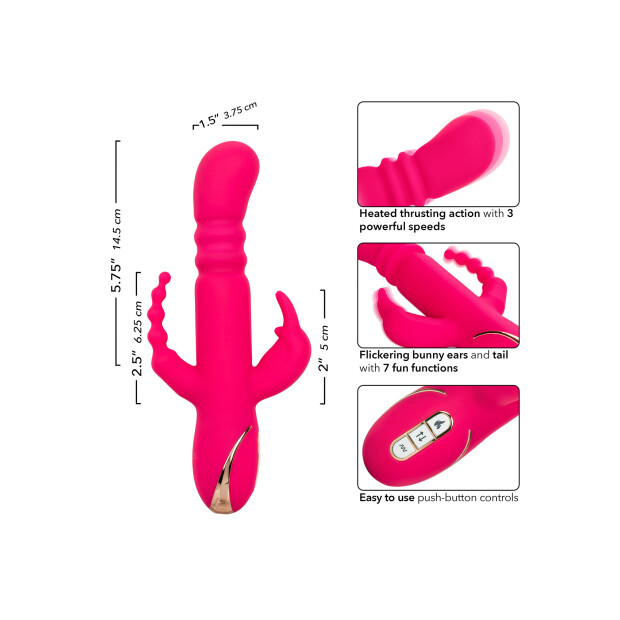 CalExotics Jack Rabbit Signature Heated Triple Fantasy Rabbit Vibrator Pink 14,5 cm