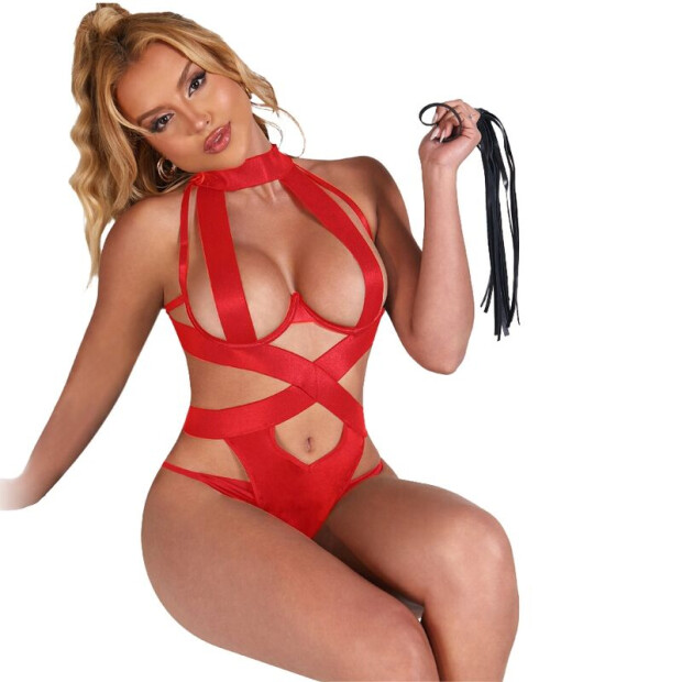 SUBBLIME Sexy Halter Body With Harness Red L/XL