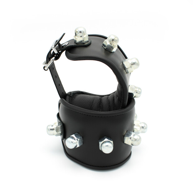 Kiotos Leather Padded Handcuffs Spikey Nuts