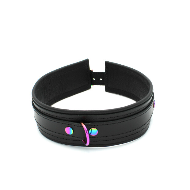 Kiotos Leather Collar Black Rainbow