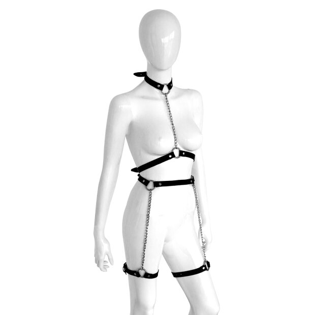 Kiotos Leather Chain Harness with Leg Straps