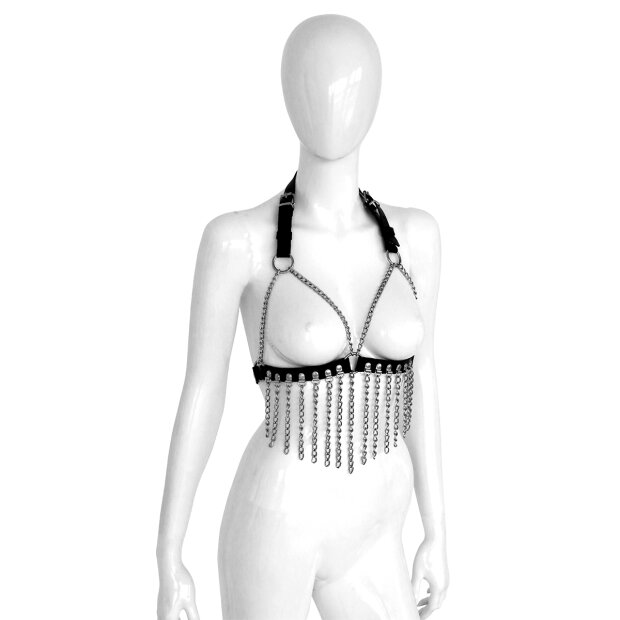 Kiotos Leather Bra with Chains