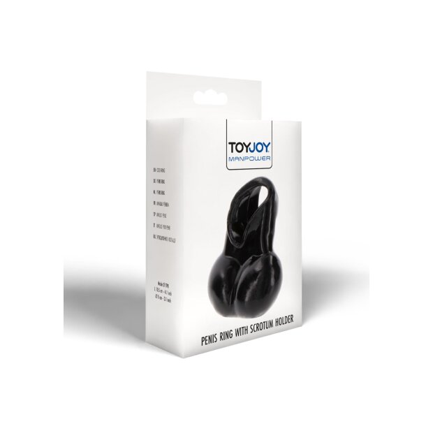 ToyJoy Manpower Penis Ring with Scrotum Holder Black