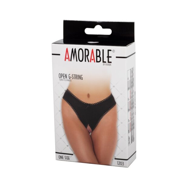 Amorable G-String mit offenem Schritt Schwarz One Size